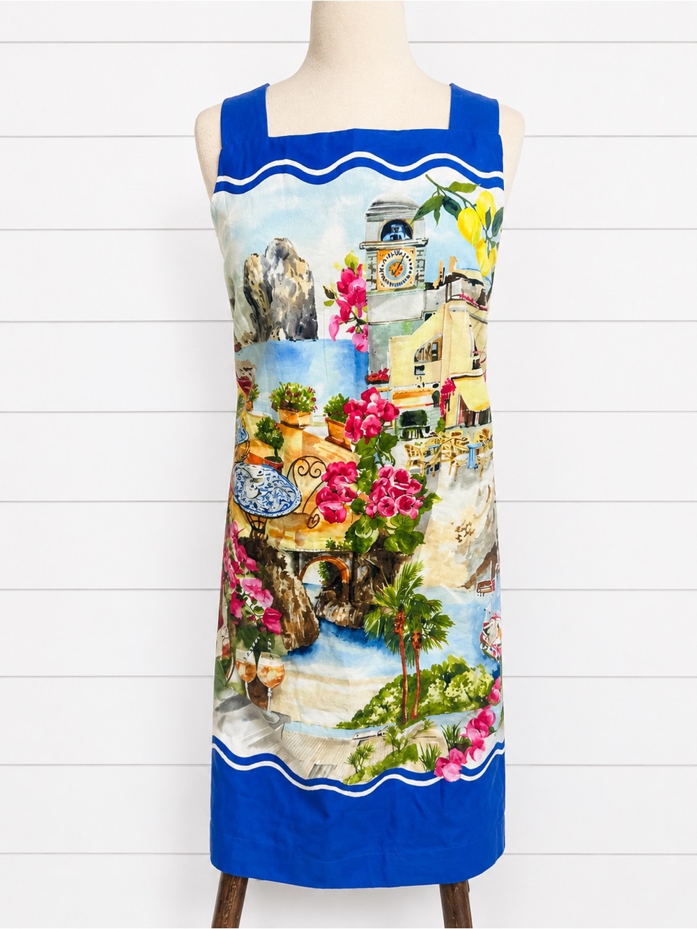 Talbots Blue Multicolor Asymmetrical Sundress